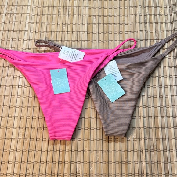 Full Tilt Other - 2 Full Tilt Hot Pink and Taupe Bikini Bottom Set